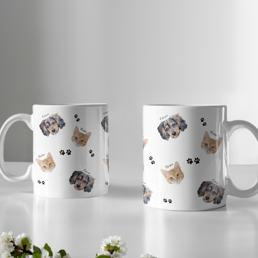 Tasse de visage d'animal de compagnie de nom personnalisé