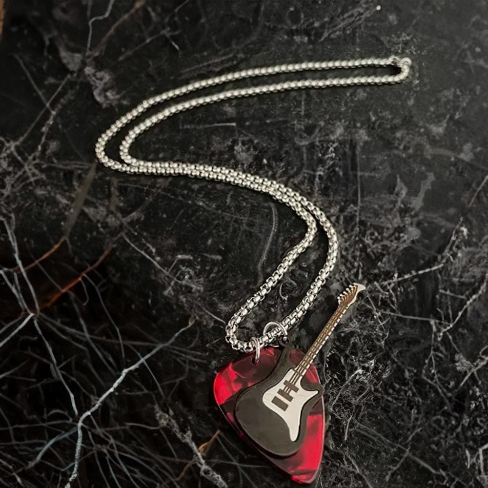 Personalized Guitar Pick Necklace with Message