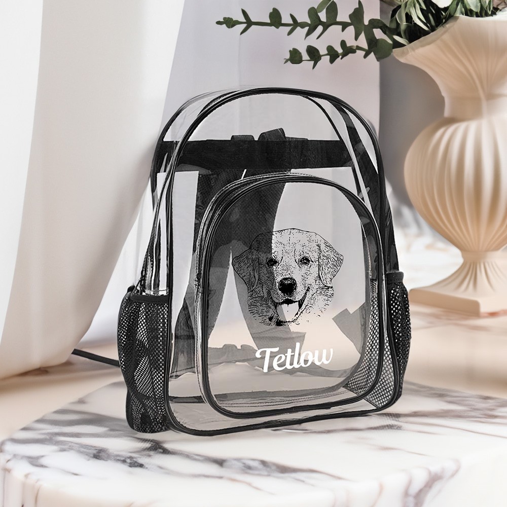 Sac à dos transparent avec photo d'animal de compagnie personnalisée