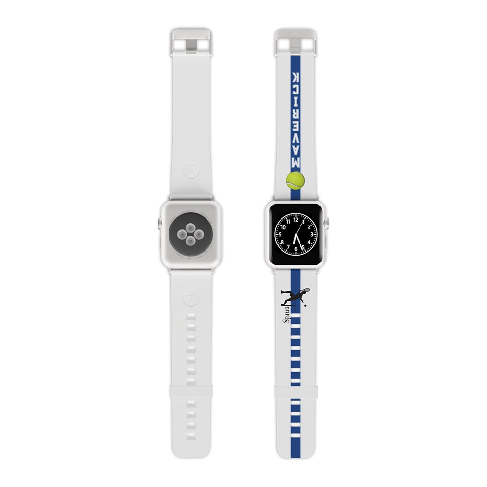 Custom Tennis Watch Band for Apple Watch, Personalized Name Number and Color Stripe Watch Band, Tennis Gift for Tennis Fan/Player