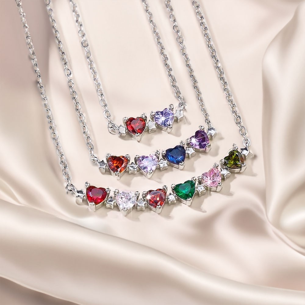 Heart-shaped Birthstones Necklace