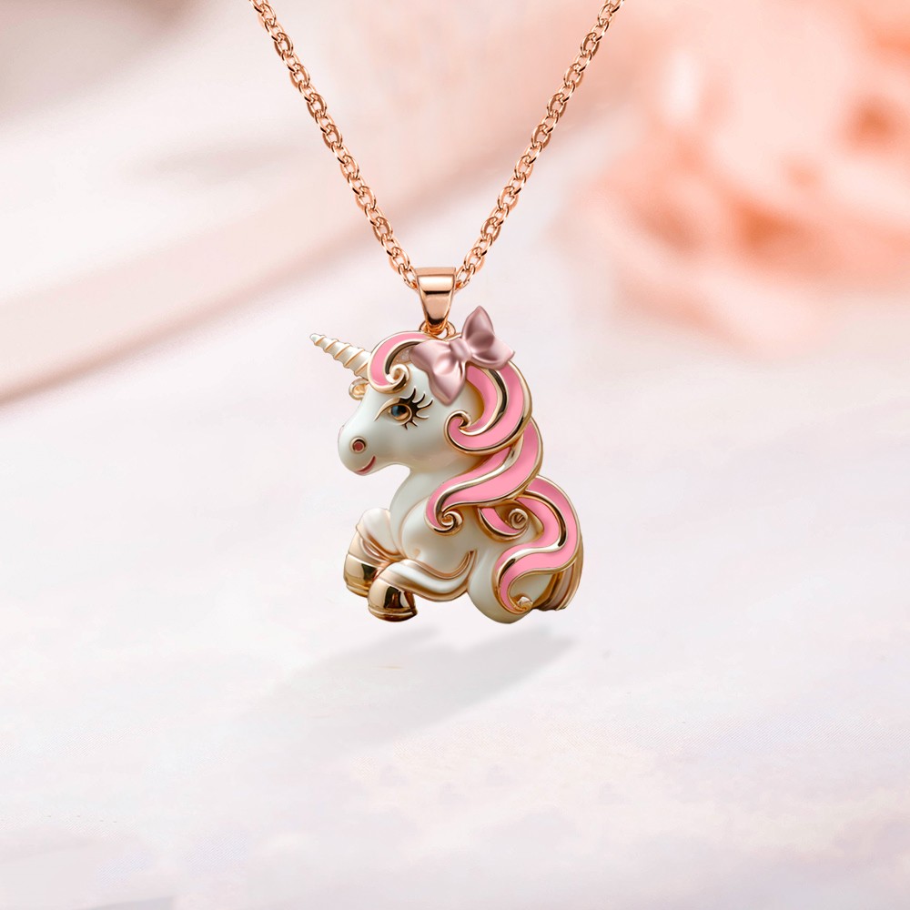 coquette bow unicorn necklace