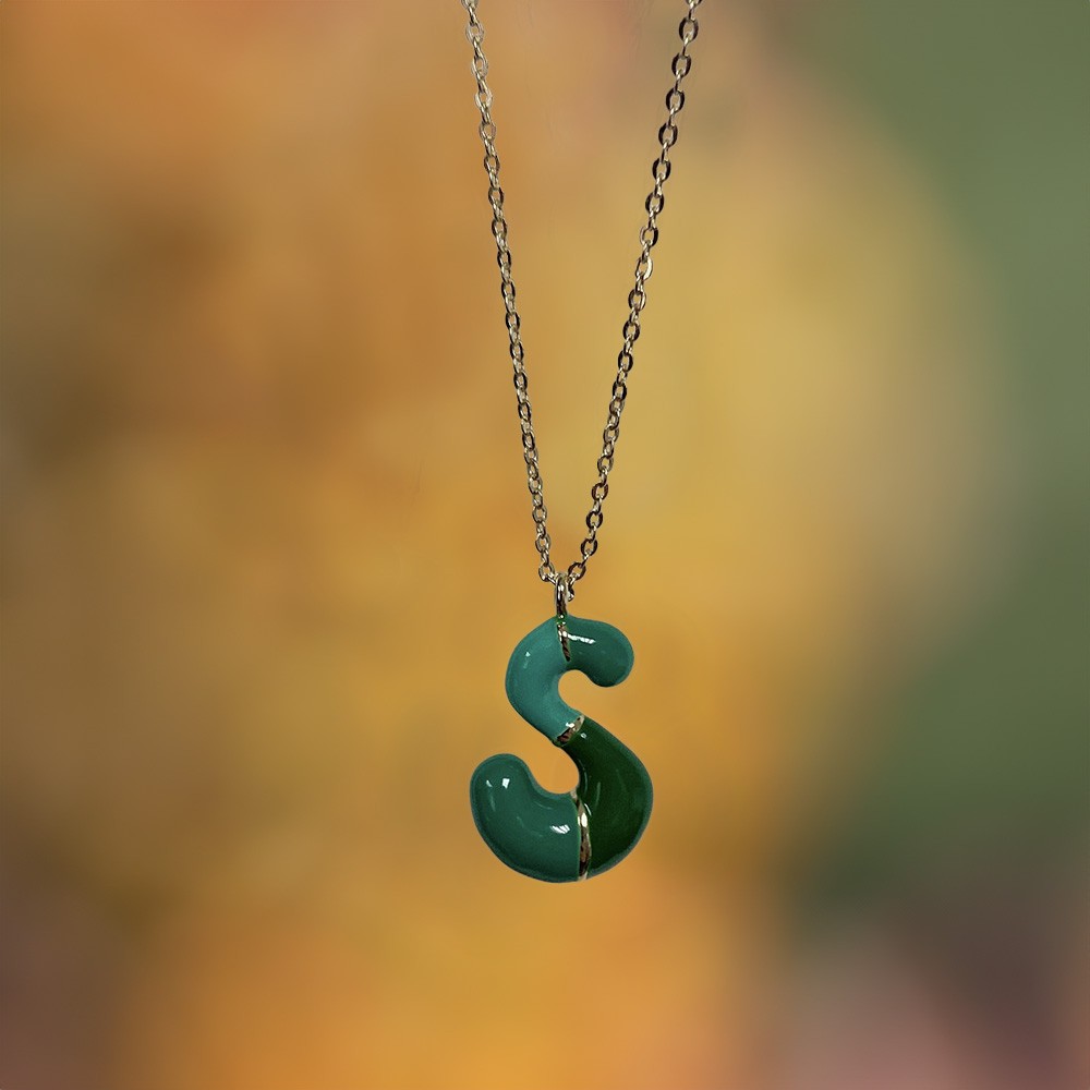 3D Colorful Bubble Initial Necklace