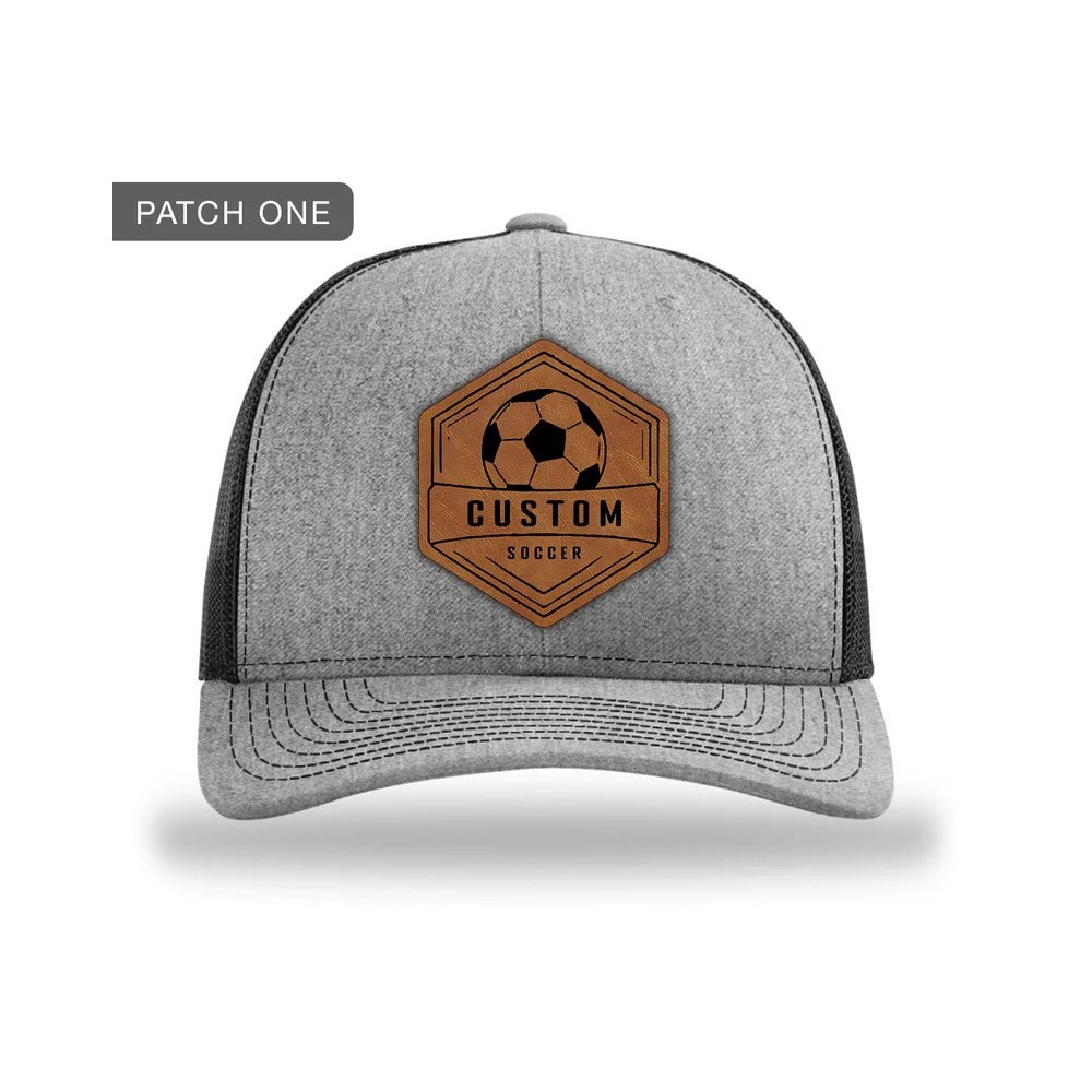 Custom Name Team Soccer Hat, Unique Design Leather Patch Cap, Gift for Ball Lover, Gift for Him