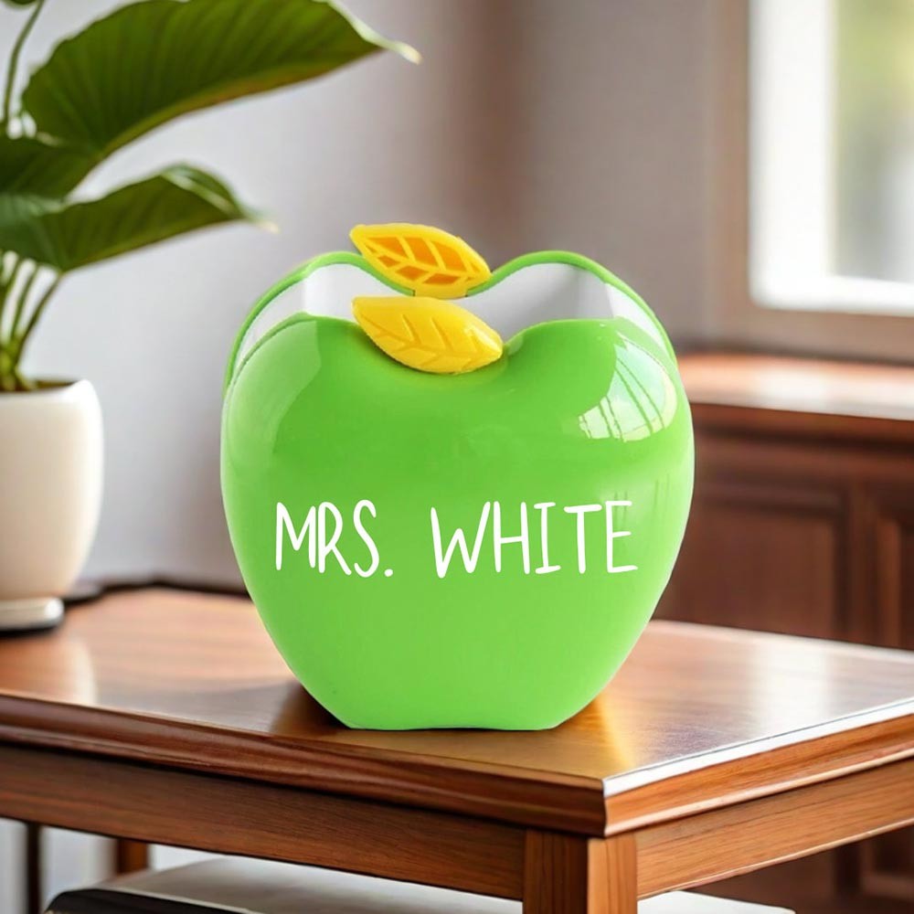 Custom Name Teachers Apple Pen Holder, Desk Organizer, Appreciation Gift for Teacher, Classroom Decor