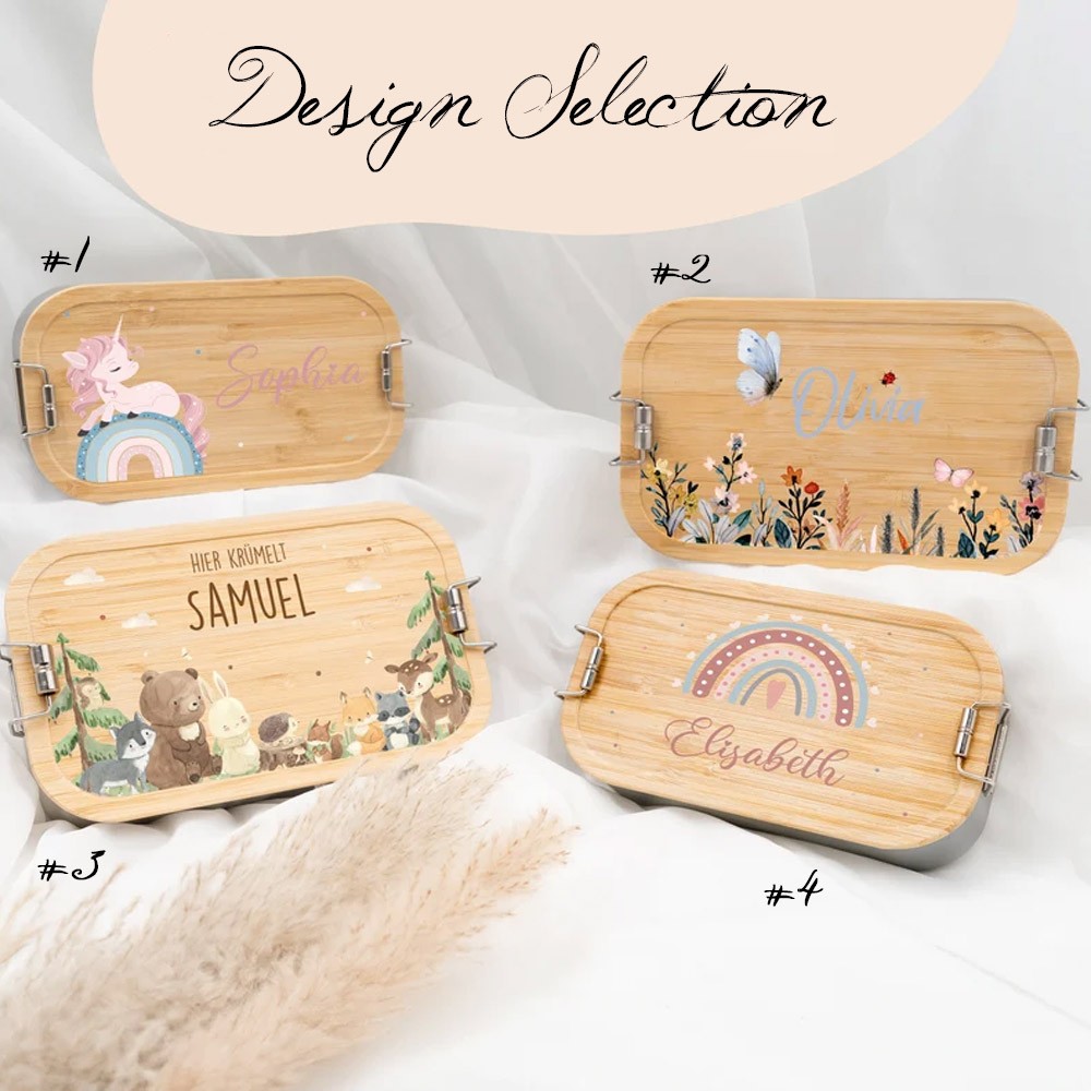 Personalized Lunch Box for Children, Stainless Steel Lunch Box with Name, Snack Box for Kids, Ideal for Kindergarten & School