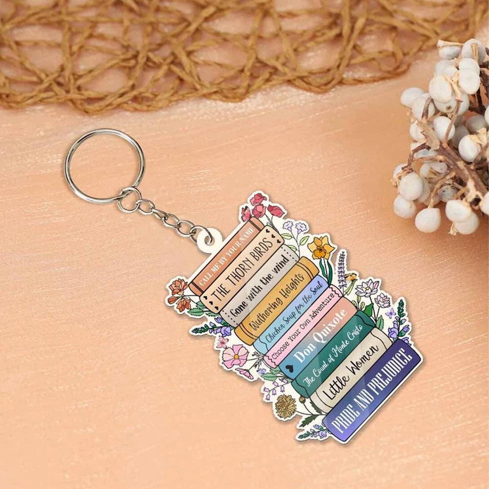 Personalized Favorite Books Acrylic Keychain, Custom Book Name Lover Gift, Gift for Reading Lover/Librarian, Bookish/Bookworm/Reader Gift