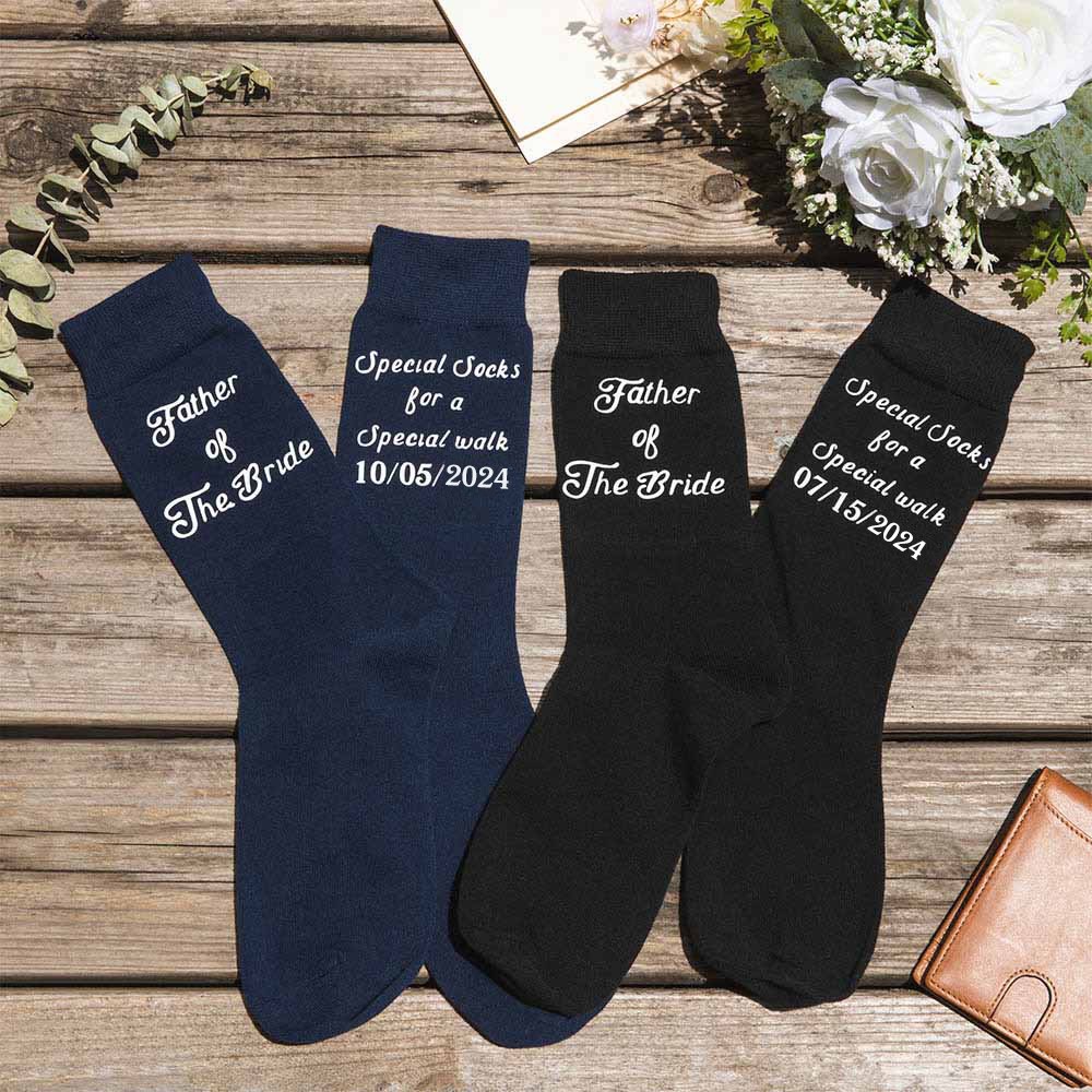 Custom Father of the Bride Socks with Wedding Date, Special Socks for a Special Walk, Gifts for Father of the Bride/Father in Law, Socks for Men