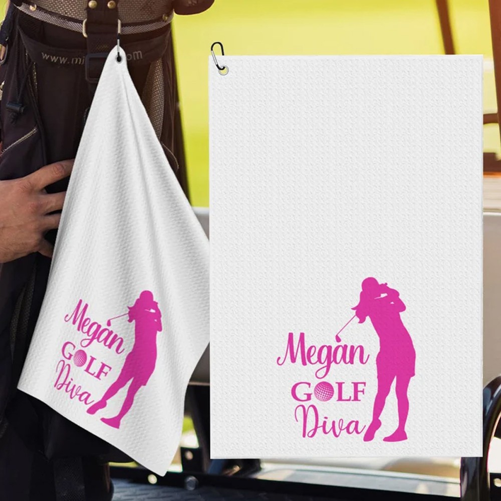 Personalized Ladies Golf Towel, Custom Name Golf Towel Women, Girl Golf Towel for Her, Golfer Favor, Golf Towel Gift for Wife/Mom