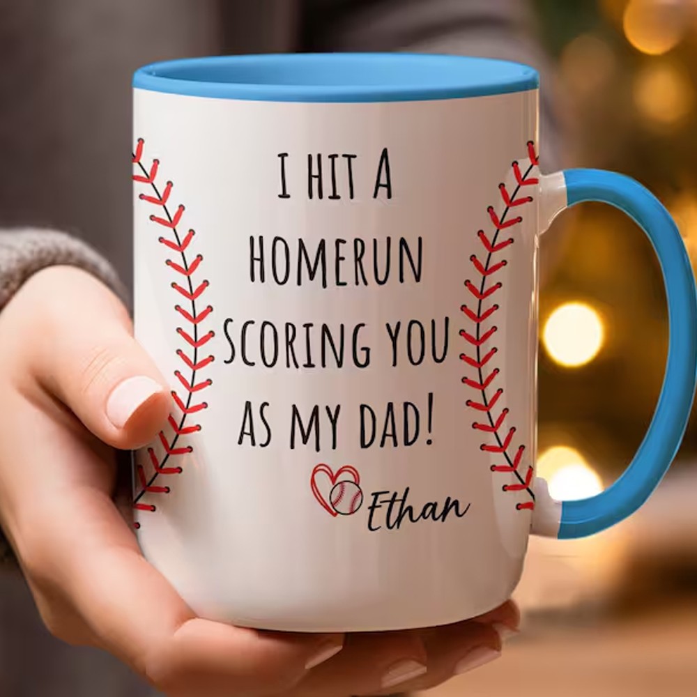 Custom Father's Day Baseball, Personalized Gift for Dad First Father's Day Gift, Custom Baseball Dad Mug, Gift for Dad