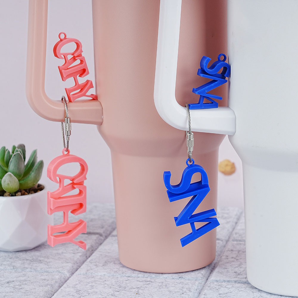 Custom Name Keychain, 3D Printed Charms for Handle, Bag & Cup Accessories, Water Bottle Charms, Personalized Tag Jewelry Charm