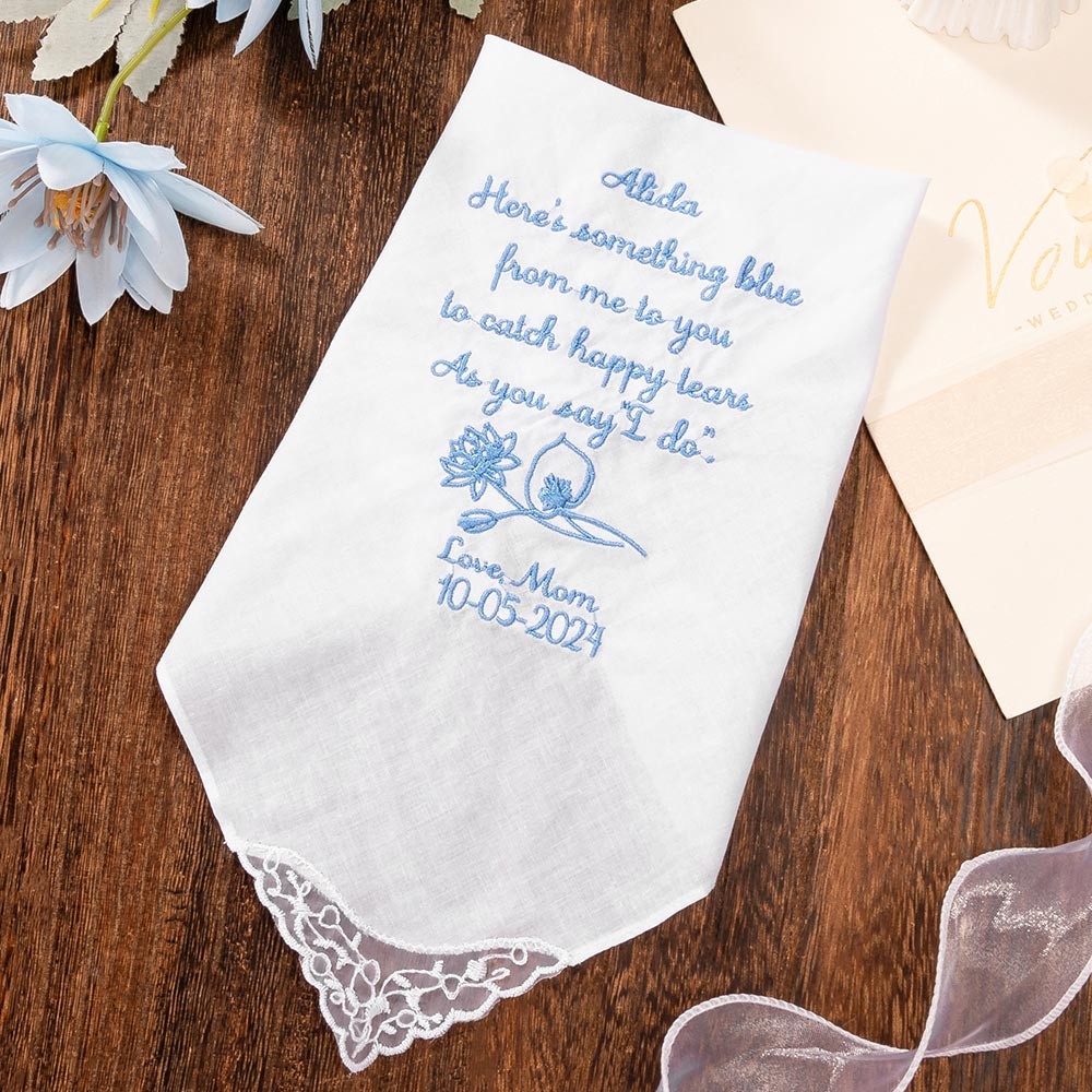 Personalized Birthday Flower Wedding Handkerchief