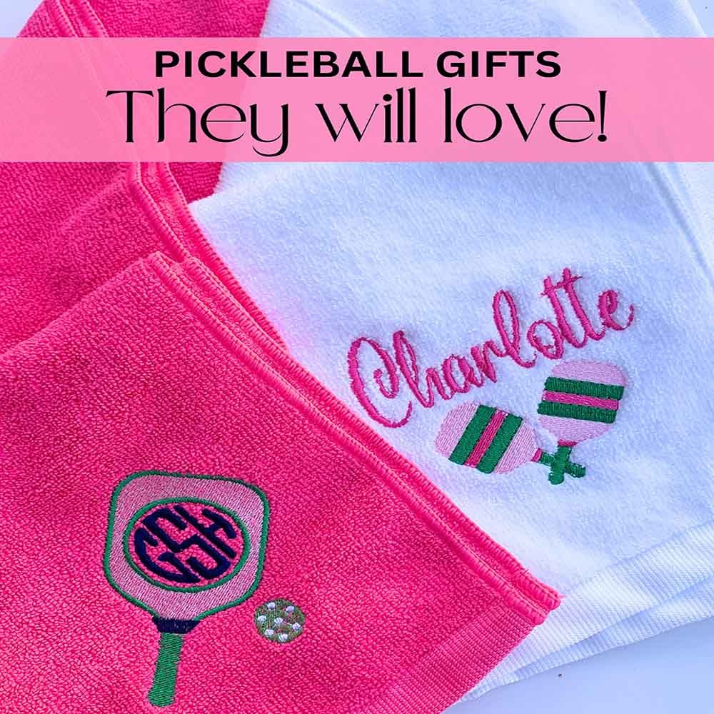 Personalized Embroidered Name Pickleball Sweat Towel with Grommet & Clip, Custom Initials Pickleball, Towel Gift for Pickleballer/Her