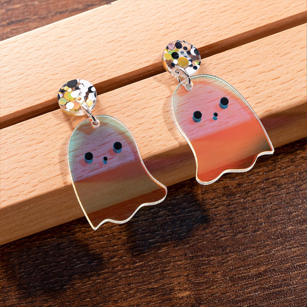 Halloween Cute Ghost Acrylic Dangle Earrings, Unique Fall Theme Jewelry, Gift for Women Girls