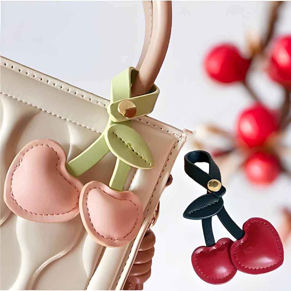 3D Handmade Cherry Keychain Pendant, Leather Colorful Bag Charm, Vintage Aesthetic Accessory, Perfect Gift for Her