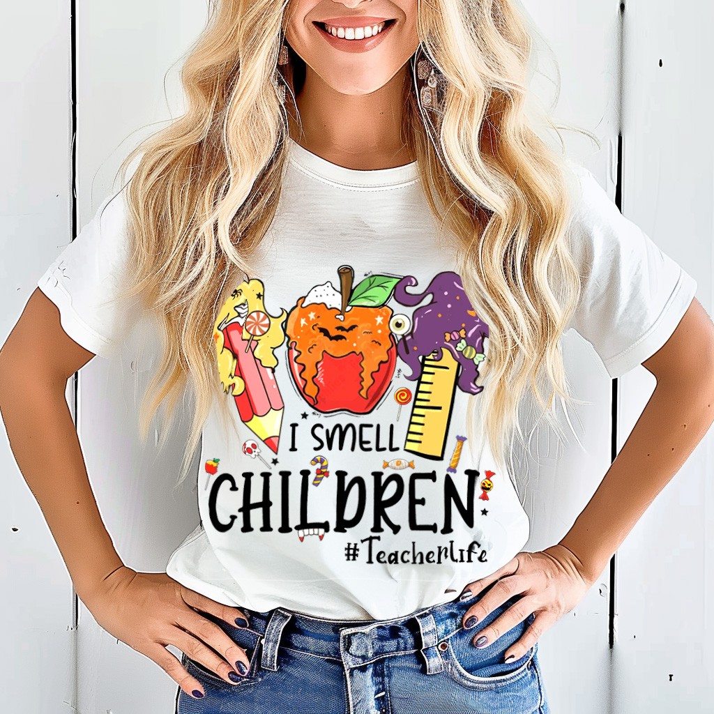 T-Shirt mit Bleistift-Apfel-Lineal-Design