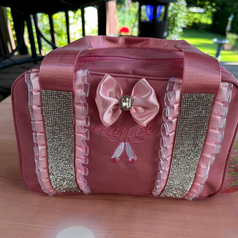 Personalized Embroidered Name Dance Bag, Cute Bow Dance Storage Bag, Gift for Dancers