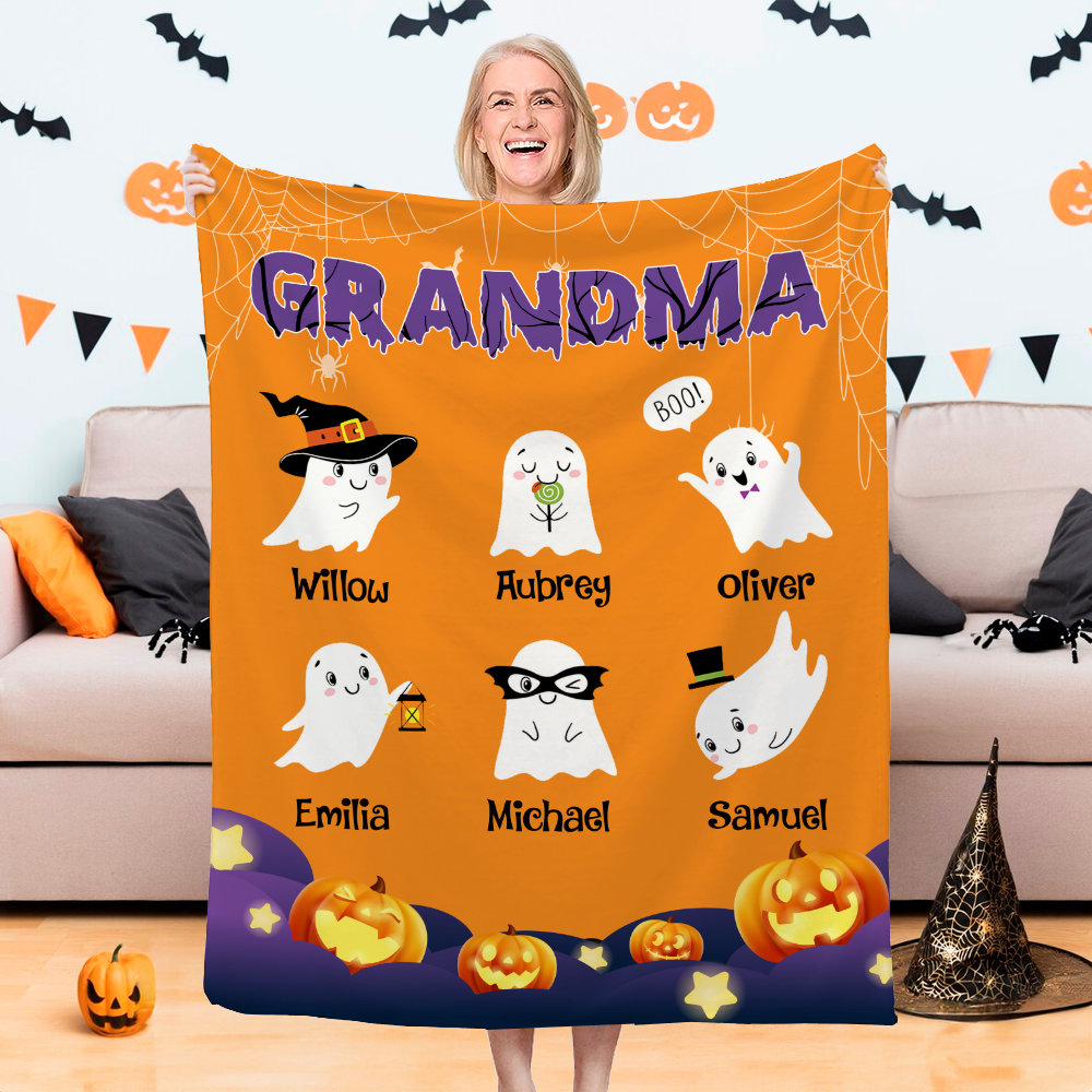 Cute Ghost Pumpkin Blanket