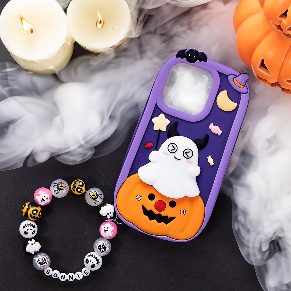 Coque de téléphone 3D Halloween citrouille fantôme faite à la main