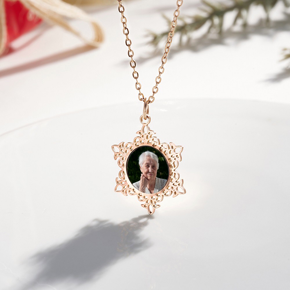 christmas snowflake photo necklace