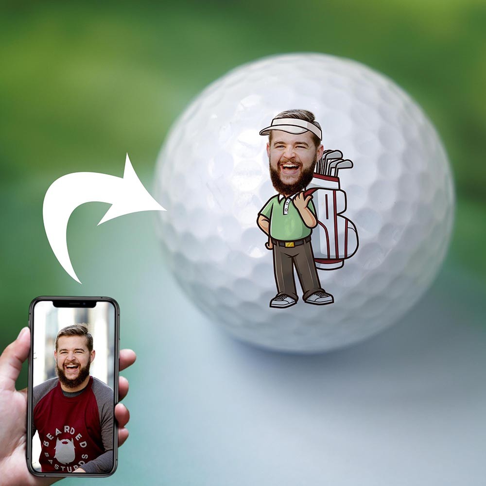 Custom Name & Photo Unique Golf Balls, Cartoon Golf Balls, Golf Gift, Gift for Golfer, Wedding Gift, Anniversary Gifts, Groomsmen Gift, Best Man Gift