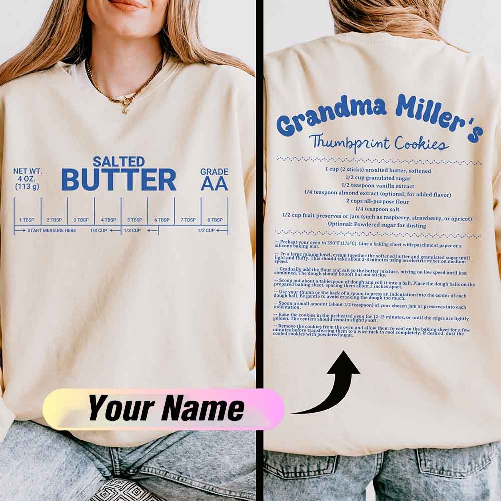 Personalized Name Salted Butter Sweatshirt, Custom Funny Baking T-Shirt, Family Recipe Mom Aesthetic Crewneck, Baker Foodie Gift, Comfort Colors