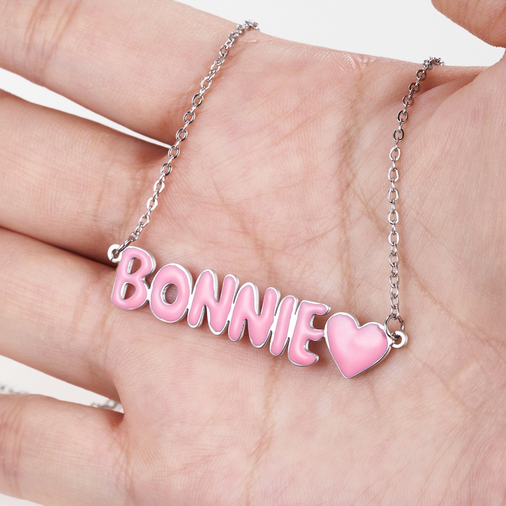 Personalized colorful bubble name necklace