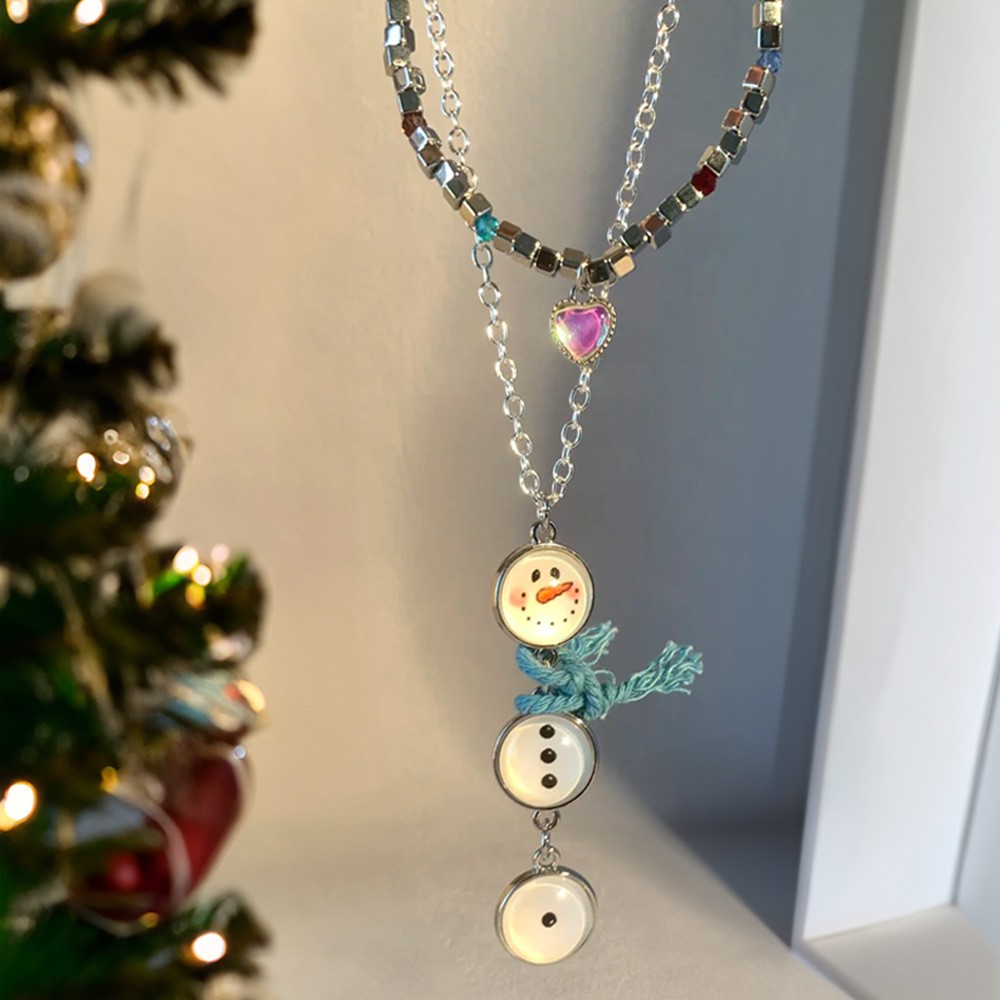 Christmas snowman necklace