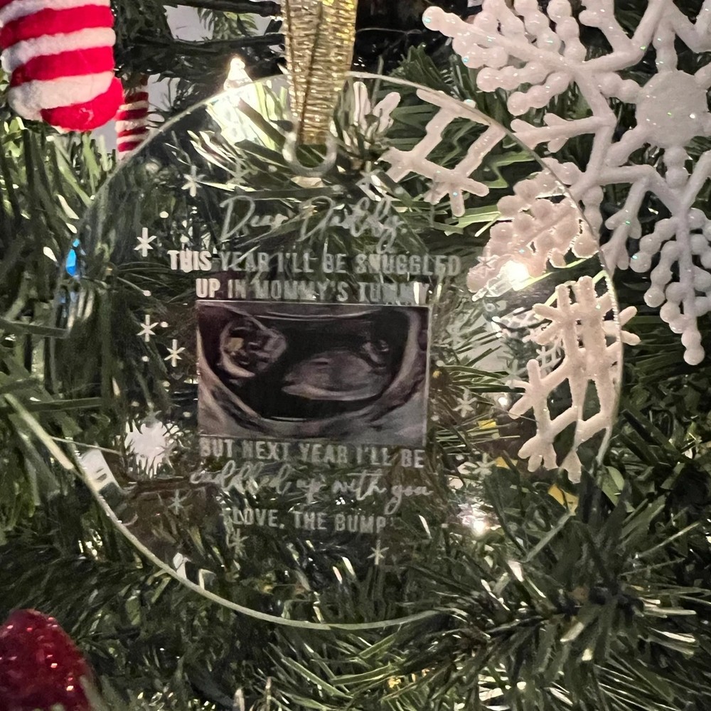 Custom I'll Be Snuggled Up In Mommy's Tummy Ornament, Sonogram Ultrasound Christmas Ornament, Expecting Dad or Family Gift for Mother-to-be, New Dad Gift From The Bump