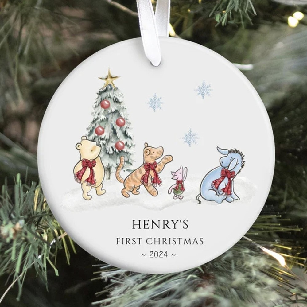 Personalized Pooh Ornament, Custom First Christmas Ornament, Personalized Name Christmas Ornament Winnie the Pooh Baby Shower Gift Baby Gift