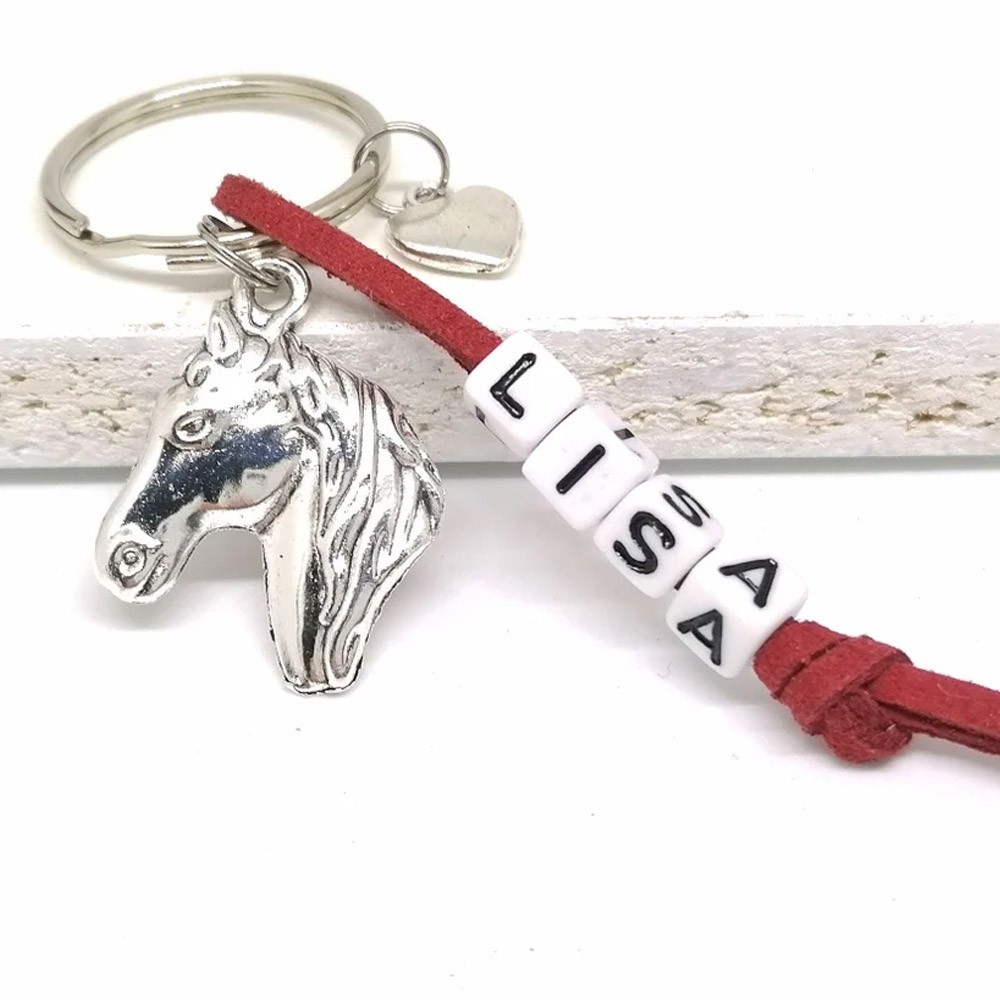 Personalized Name Horse Head Keychain, Custom Letters Keychain, Various Colors, Gift for Horse Lovers