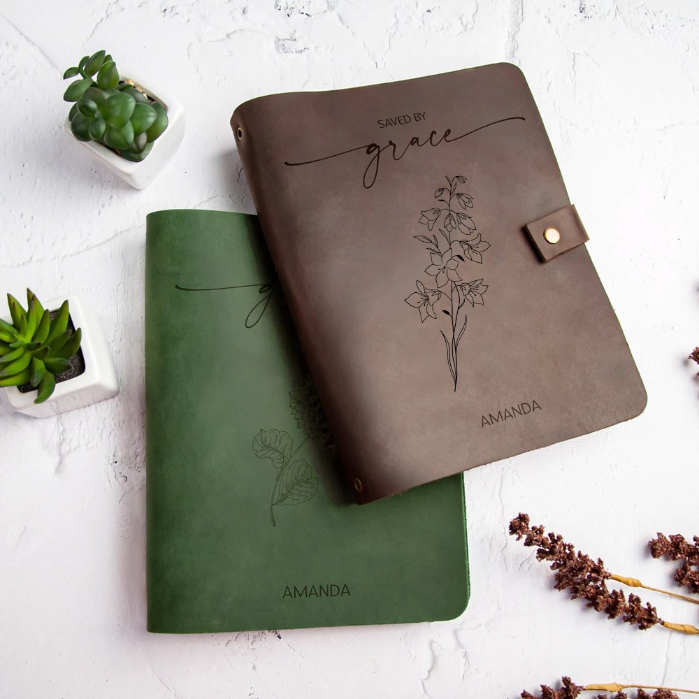 Personalized Name Birth Flower Prayer Journal, Custom Prayer Notebook Bible Journaling, Christian Gift, Religious Gifts for Mom, Gift for Women, Gift from Son