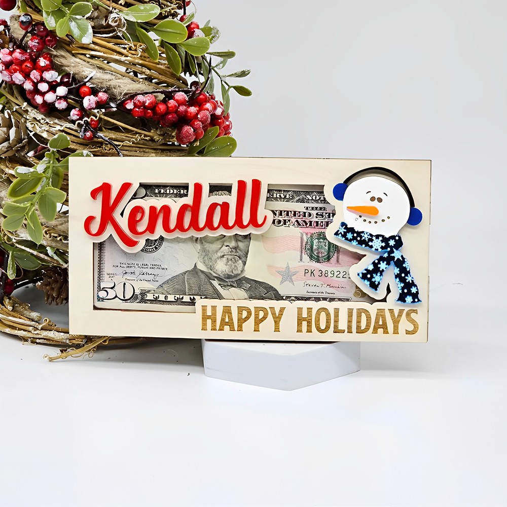 Personalized Christmas Money Holder, Stocking Stuffer for Teen, Christmas Gift for College Student, Snowman Money Card Holder, Cash Envelope