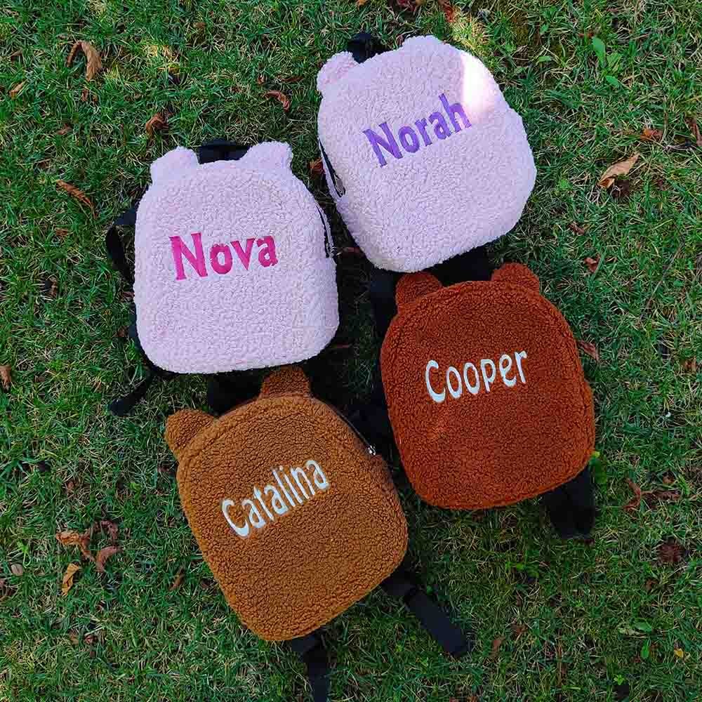 Toddler Girl Gift Idea, Personalized Child Bag, Birthday Gift for Kids, Monogram Preschool Backpack, Embroidered Teddy Bear Small Backpack