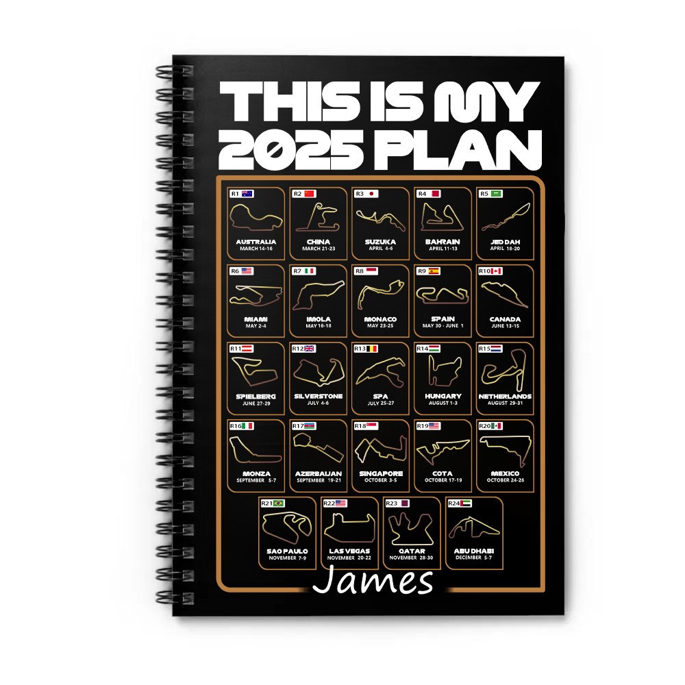 2025 Formula 1 Plan Notebook, The Ultimate Racing-Themed Notebook Gift for F1 Fans, Perfect Christmas or Holiday Gift Idea