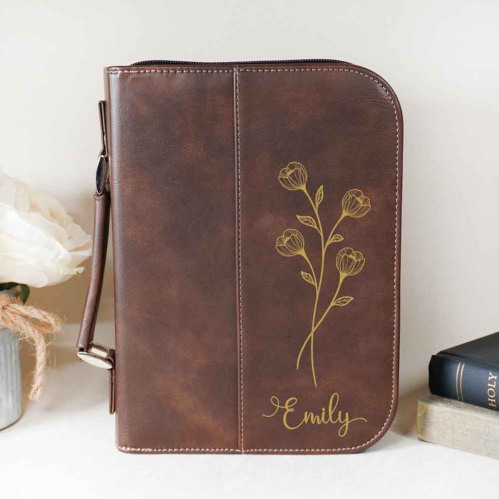 Custom Bible Case, Personalized Leather Bible Cover, Named Large Book Cover, Customized Gift for Her, Bible Bag for Women, Christmas Gift