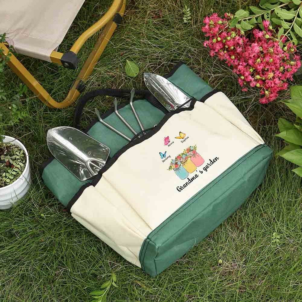 Gardening Tool Bag, 2~6 Names Birth Flower, Garden Tote Bag, Plant Person Gift, Gift for Green Thumb, Gardening Gifts for Women, Gift for Grandma