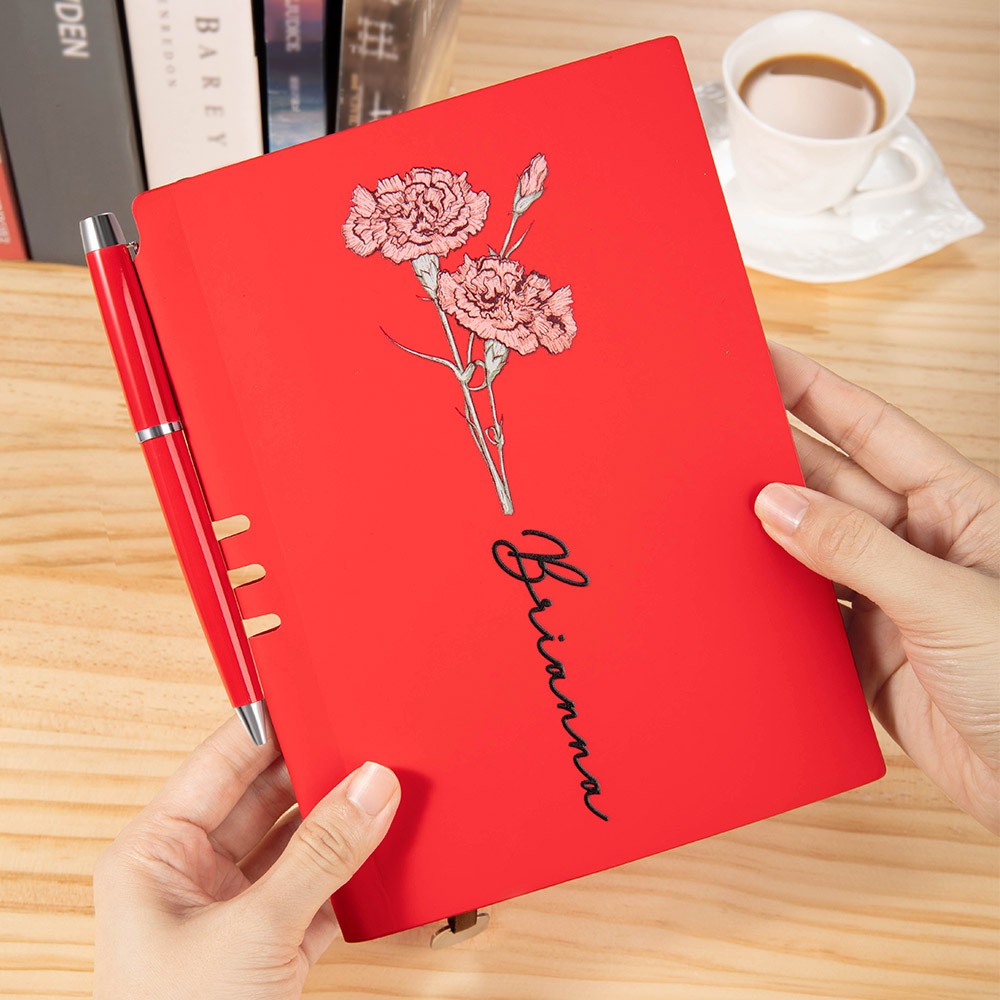 thumbnail image 2 of Personalized Journal Cover Build Your Own Bouquet" Personalized Combined Birth Month Flower Name Necklace, Gifts For Women Agenda Personalizada Para Mujer 2 of 9