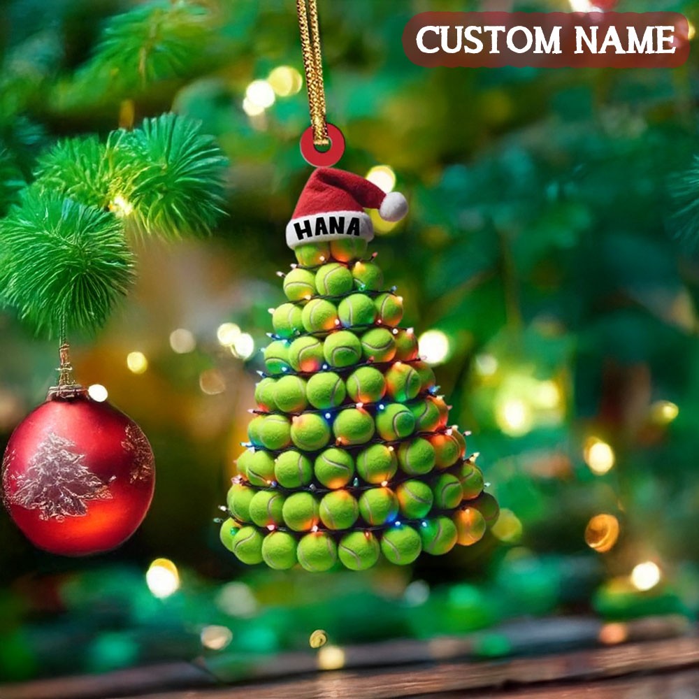 Personalized Name Tennis Christmas Tree Ornament