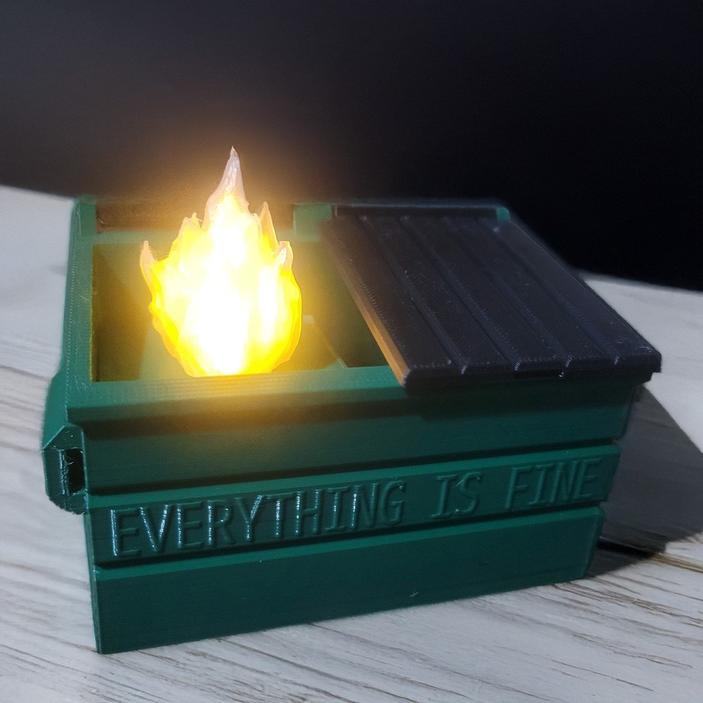 Flickering LED Dumpster Fire Pen Holder