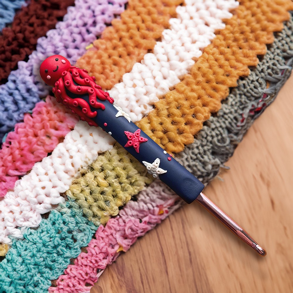 Handmade Rainbow Octopus Crochet Hook