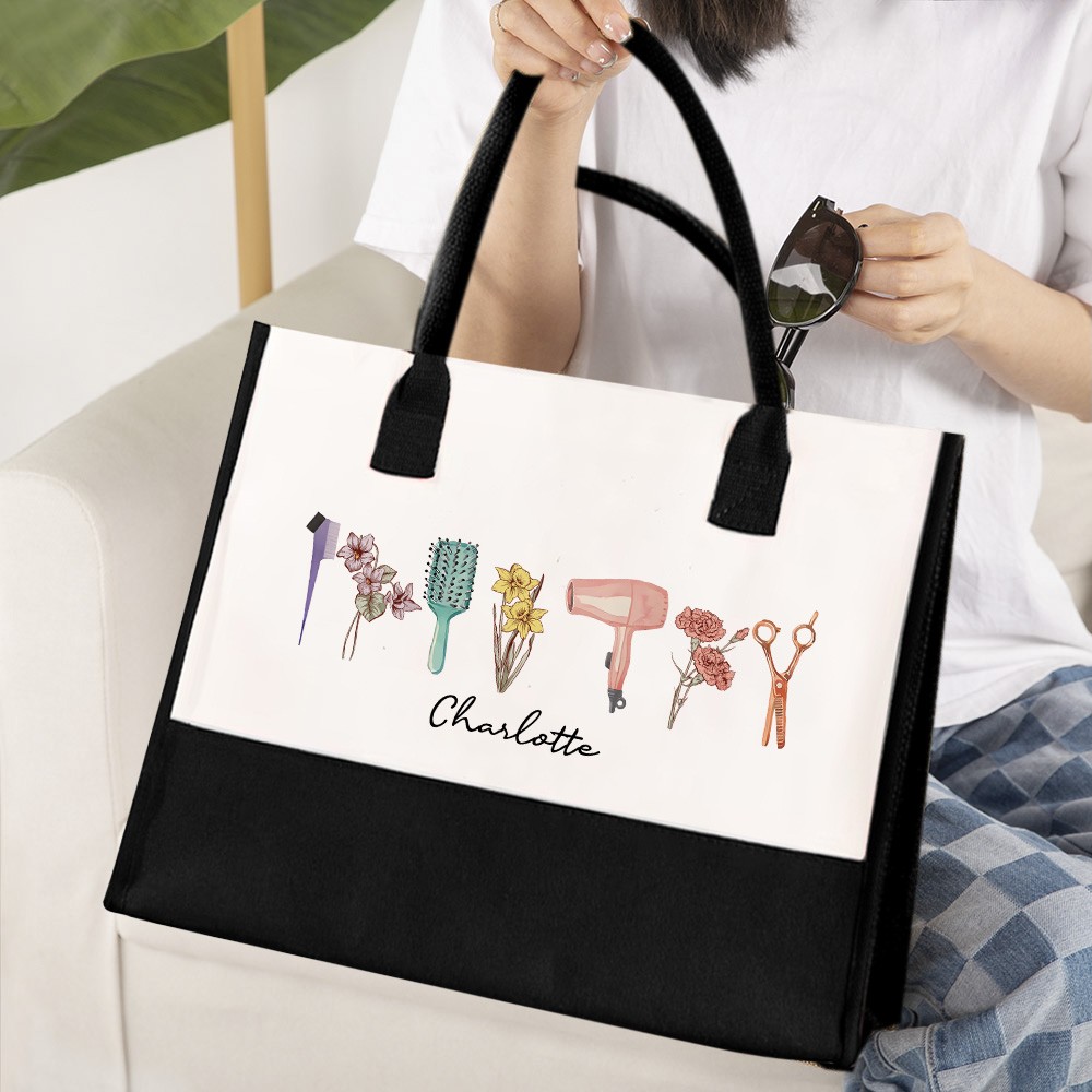 Customized Birthday Flower Tote Bag