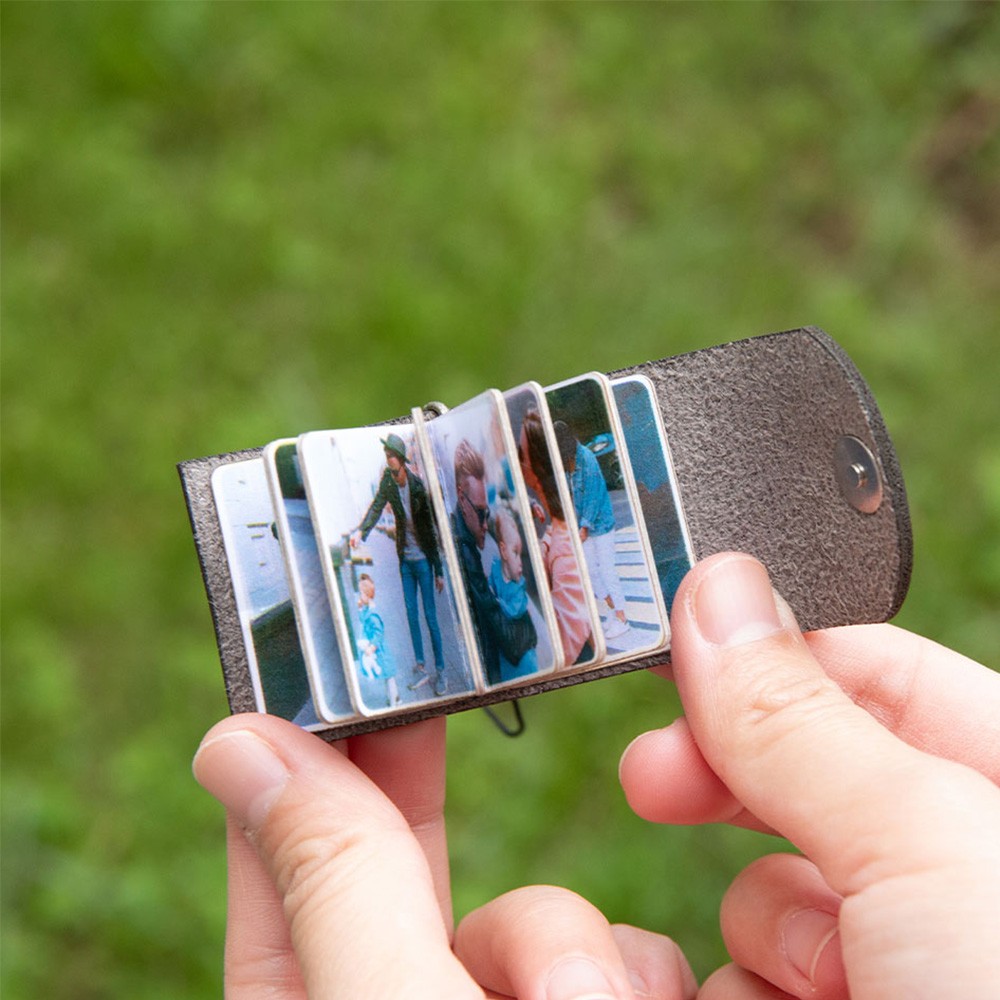 Personalized Mini Leather Photo Album Keychain, Customized Multi-photo Keyring, Christmas/Birthday/Anniversary Gift for Couple/Bestie/Family