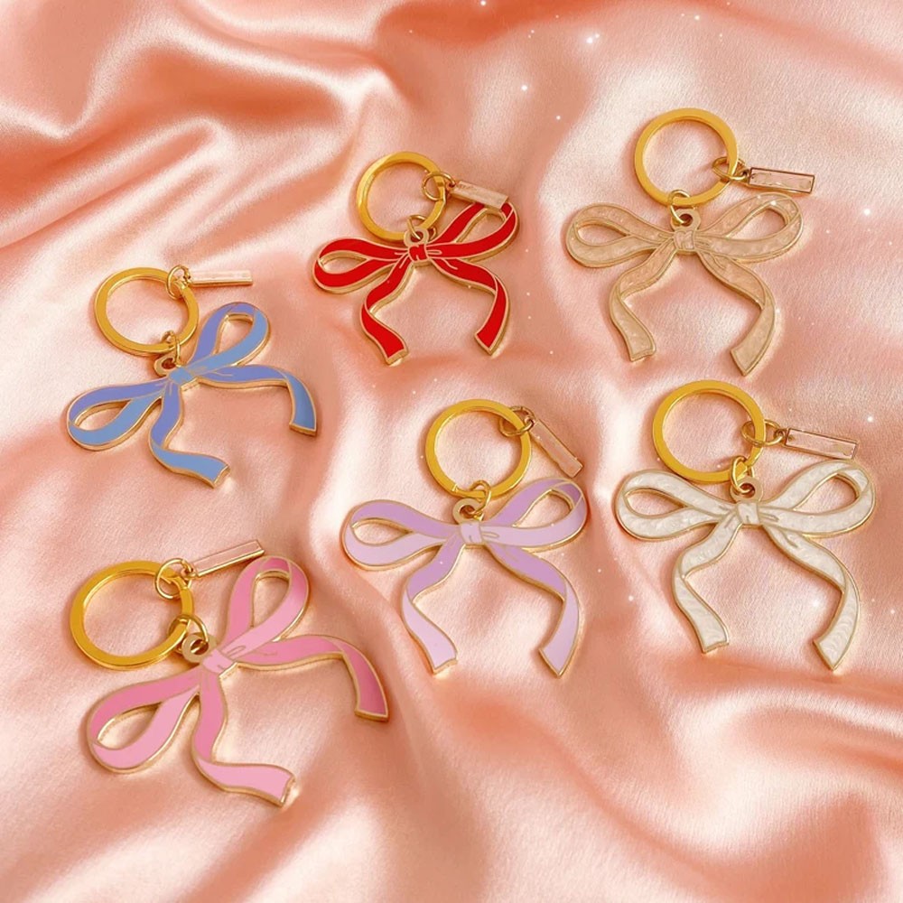 Bow Enamel Keychain, Cute Enamel Keychains, Ribbon, Coquette Royalcore Girlycore Aesthetic, Balletcore Bow, Pink Blue White Red Lilac