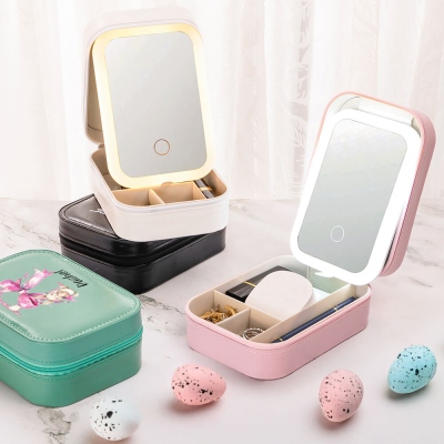 LED three-color adjustable makeup mirror