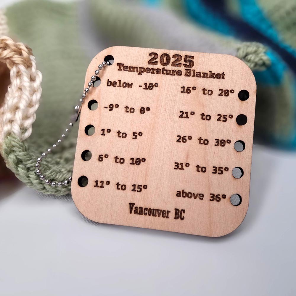 Custom City Name Temperature Blanket Chart, Wood Crochet Knitting Color Key, Color Card for Temperature Blanket, Celsius Fahrenheit Kelvin