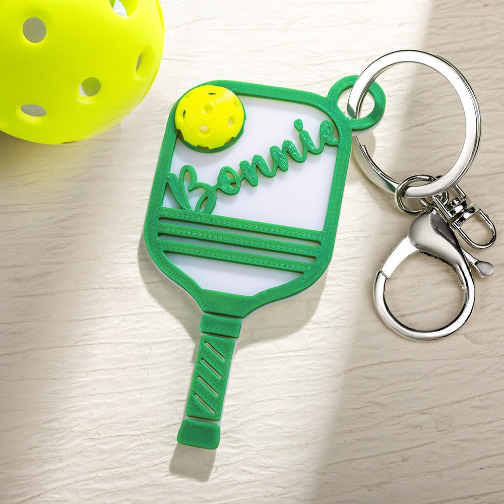 Personalized 3D printed pickleball keychain