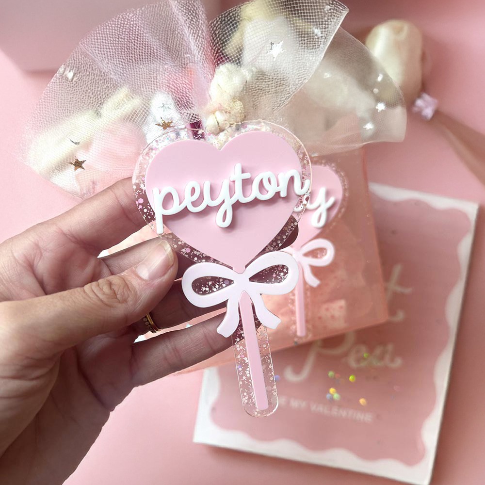 Personalized Name Heart Tag with Bow