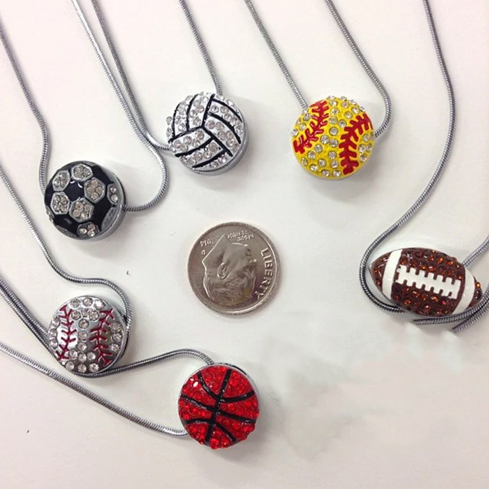 Personalized Rhinestone Sports Necklace, Basketball/Tennis/Softball/Baseball/Soccer/Rugby Necklace, Team Jewelry, Gift for Her