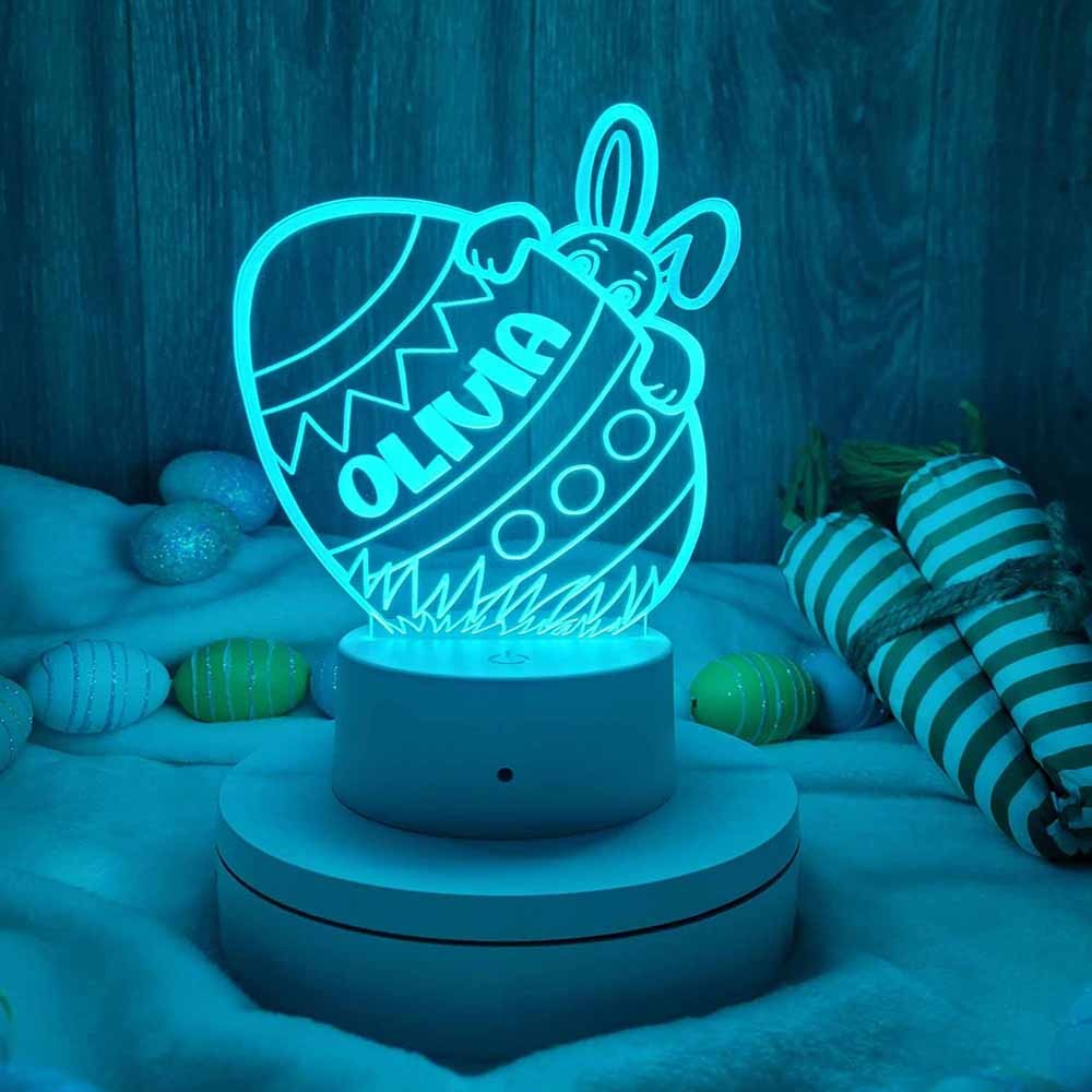 Personalized Easter Egg Night Light, Easter Bunny Egg Basket Stuffer, Easter LED Bedroom Decor, Kids Room Decor Night Light